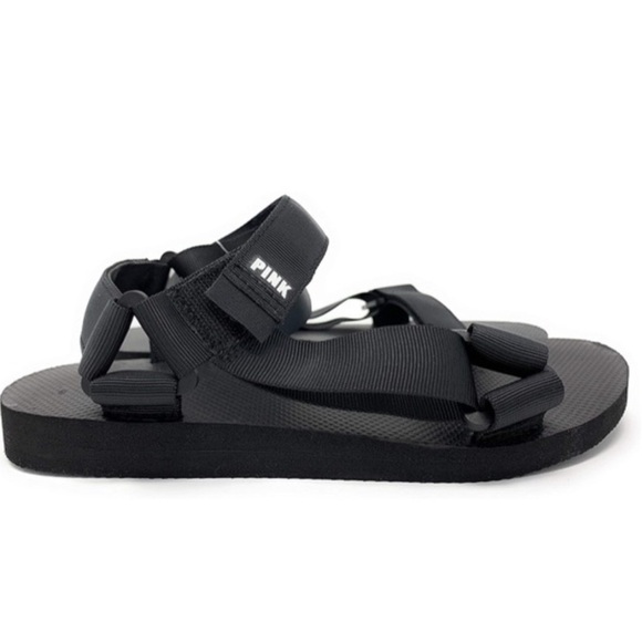 Victoria's Secret PINK Festival Sandals Size Large 9/10 Black Strappy Sporty - Picture 1 of 14